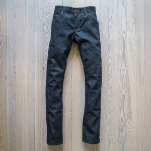 angle: 211 | Raleigh Denim Workshop Jones thin fit selvage raw jeans, front view